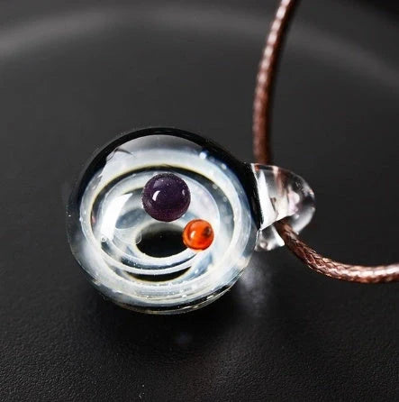 Cosmic Nebula Pendant Necklace with celestial glass ball design
