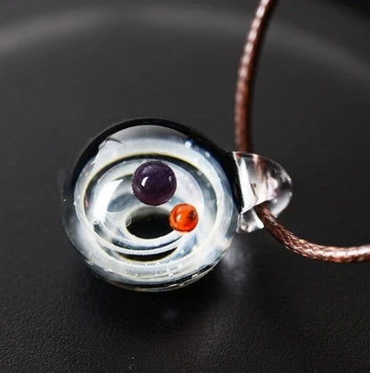 Cosmic Nebula Pendant Necklace with celestial glass ball design