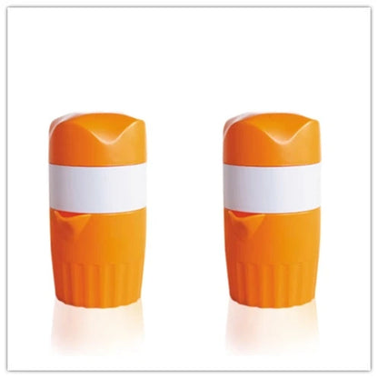 Premium manual citrus juicer with 300ml capacity, made of durable plastic and available in orange and pink colours