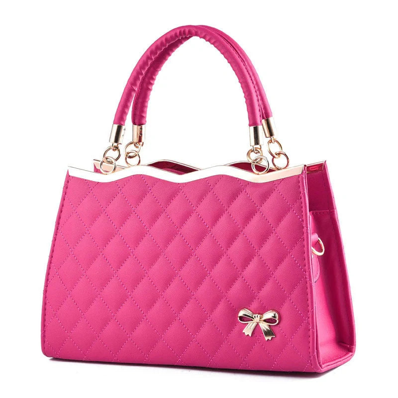 Elegant crossbody shoulder bag with decorative bow in high-quality PU leather