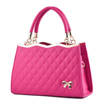 Elegant crossbody shoulder bag with decorative bow in high-quality PU leather
