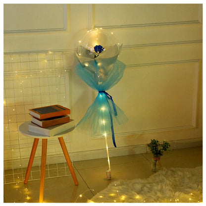 A luminous bouquet of glowing rose-shaped balloons, creating a magical and enchanting display.