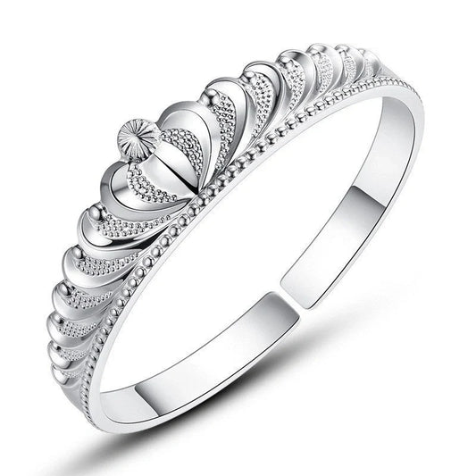 Women's silver electroplated crown bracelet with detailed design