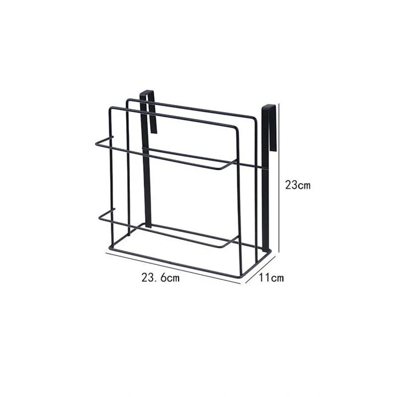 Double layer iron kitchen towel rack for durable storage of chopping boards and rags