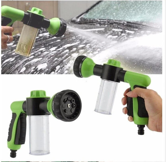 A premium high-pressure automotive foam sprayer with adjustable 8-in-1 spray settings for efficient car washing, garden maintenance, and household cleaning