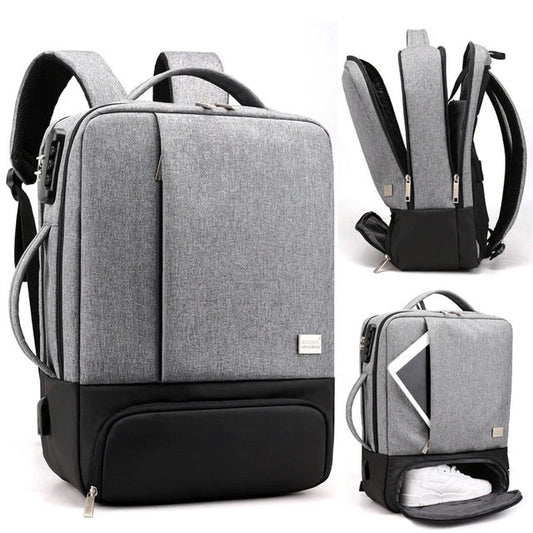 15.6 inch durable nylon laptop bag with anti-theft feature in blue, light grey, and black
