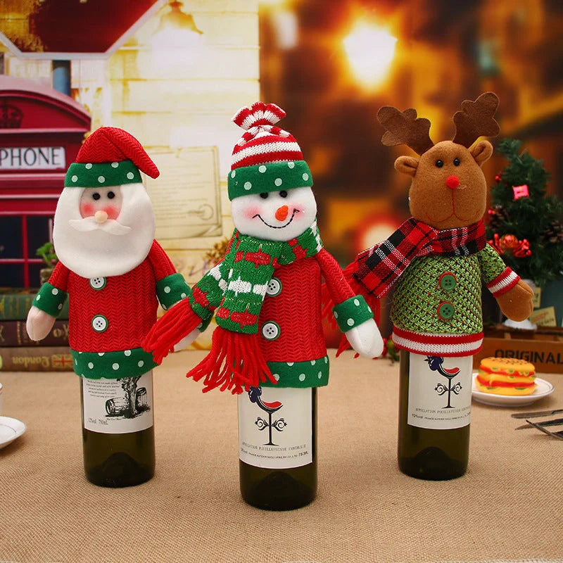 Festive Christmas wine bottle socks in vibrant colours, 14cm x 31cm