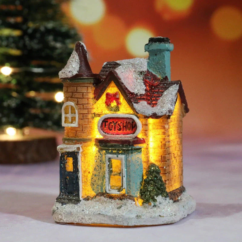 Compact Christmas Decorations Micro Landscape Resin House ornament with detailed design