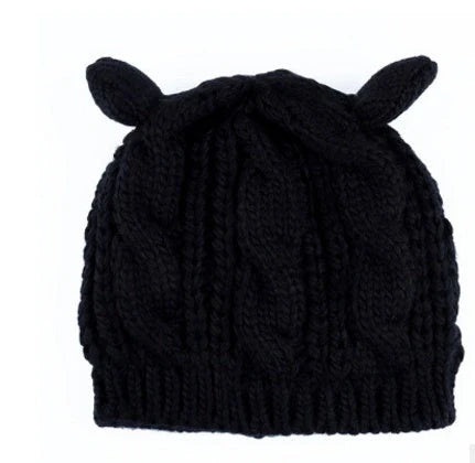 Cosy Cat Ear Knit Beanie in various colours for autumn winter warmth