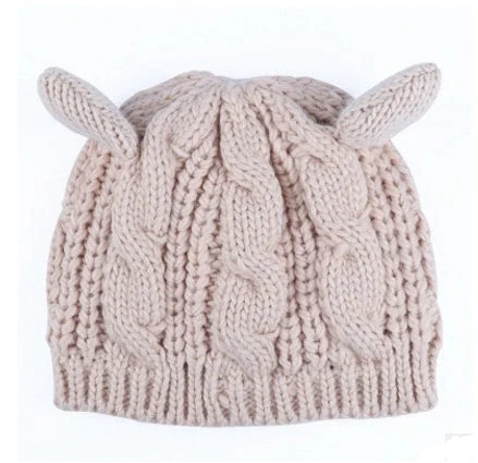 Cosy Cat Ear Knit Beanie in various colours for autumn winter warmth