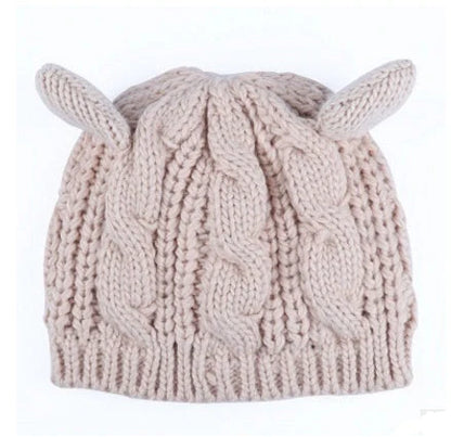 Cosy Cat Ear Knit Beanie in various colours for autumn winter warmth