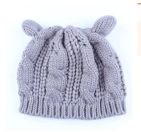 Cosy Cat Ear Knit Beanie in various colours for autumn winter warmth