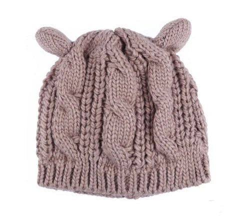 Cosy Cat Ear Knit Beanie in various colours for autumn winter warmth