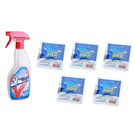 Effervescent spray cleaner for automotive glass with protective formula