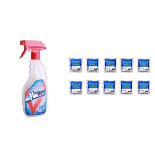 Effervescent spray cleaner for automotive glass with protective formula