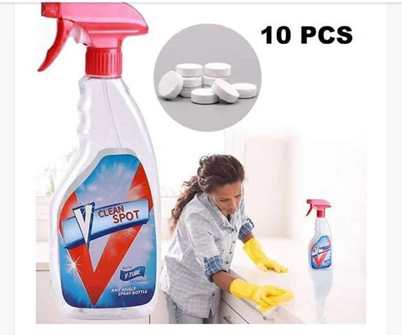 Effervescent spray cleaner for automotive glass with protective formula