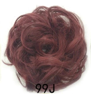 Synthetic wavy curly messy hair bun for women, 12cm diameter, high temperature wire