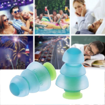 Premium silicone travel earplugs in light blue for noise reduction