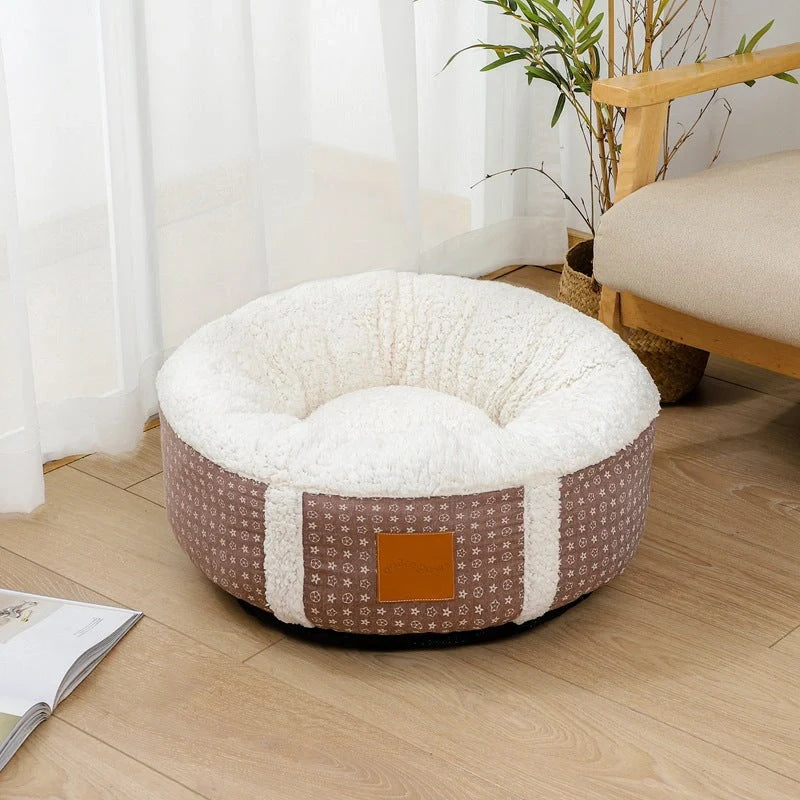 Winter Lamb Wool Pet Bed in grey, brown, dark grey, and 1Brown, sizes 40cm to 80cm