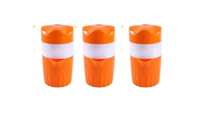 Premium manual citrus juicer with 300ml capacity, made of durable plastic and available in orange and pink colours