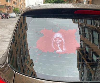 Spooky skull-themed Halloween car decal for adding a haunting touch to your vehicle