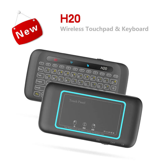 H20 Wireless Keyboard with Air Mouse Control, Backlit Keys, and Touchpad Panel