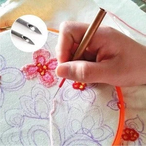 Electroplated alloy poke needle embroidery set for detailed crafting
