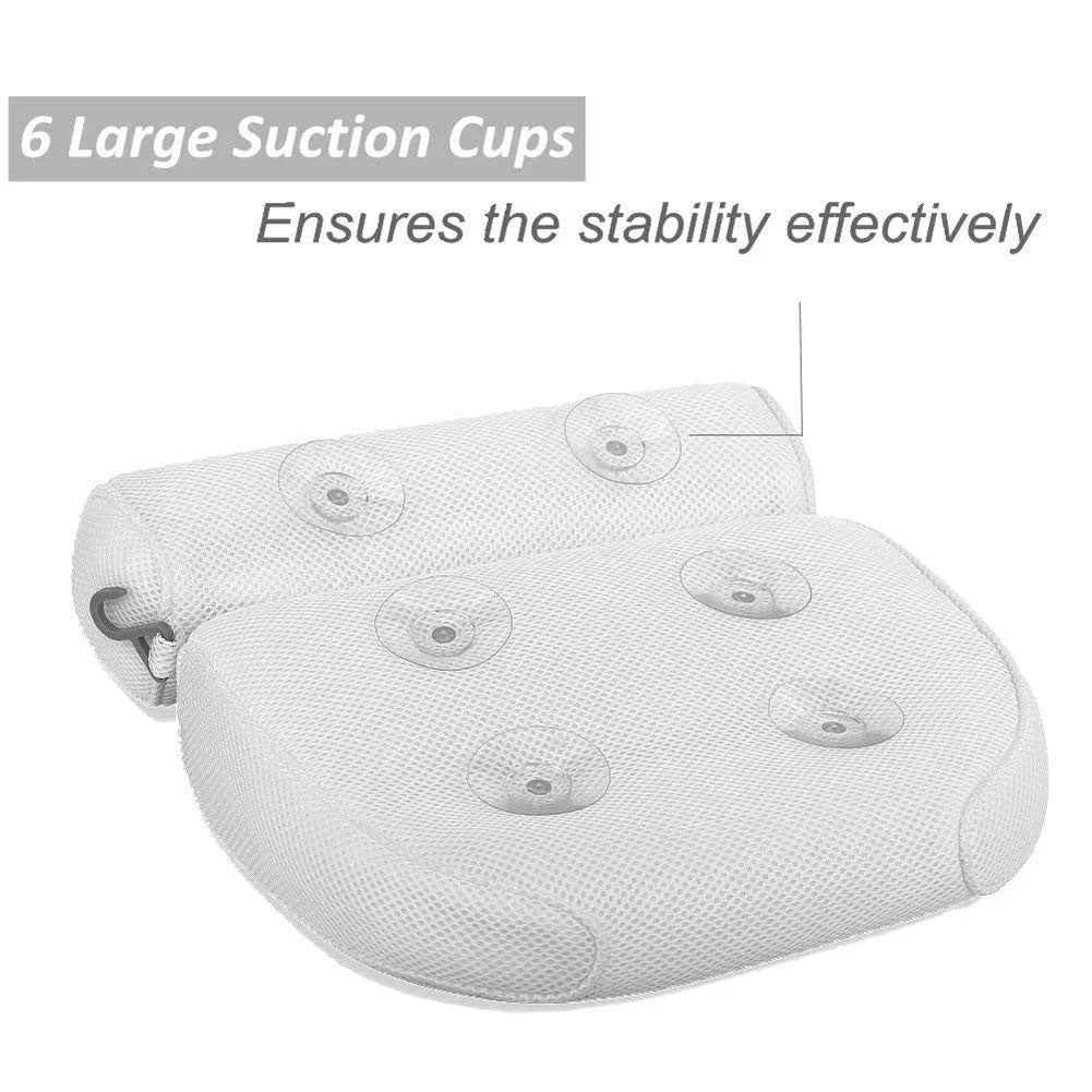 Luxury therapeutic bath pillow with 3D mesh, orthopaedic support, and powerful suction cups for ultimate relaxation and comfort