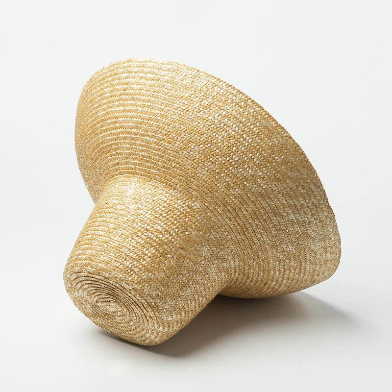 Vintage High Top Big Brim Straw Hat in yellow, perfect for sun protection