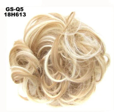 Synthetic wavy curly messy hair bun for women, 12cm diameter, high temperature wire