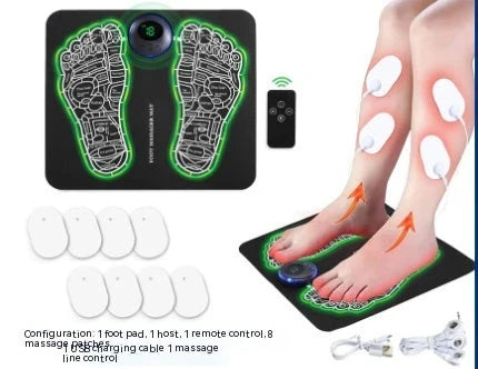Premium EMS foot massager with 6 massage modes, 9 intensity levels, and USB charging for soothing foot relief