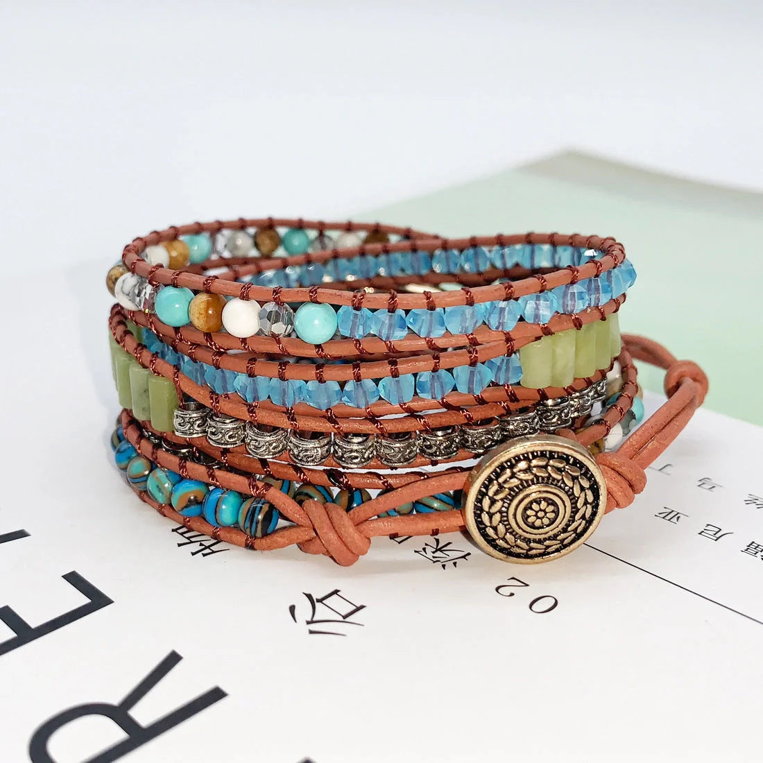 Elegant multi-strand beaded bracelet set in vibrant colours, featuring a multi-layered design with high-quality materials