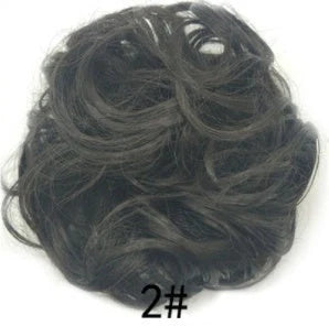 Synthetic wavy curly messy hair bun for women, 12cm diameter, high temperature wire