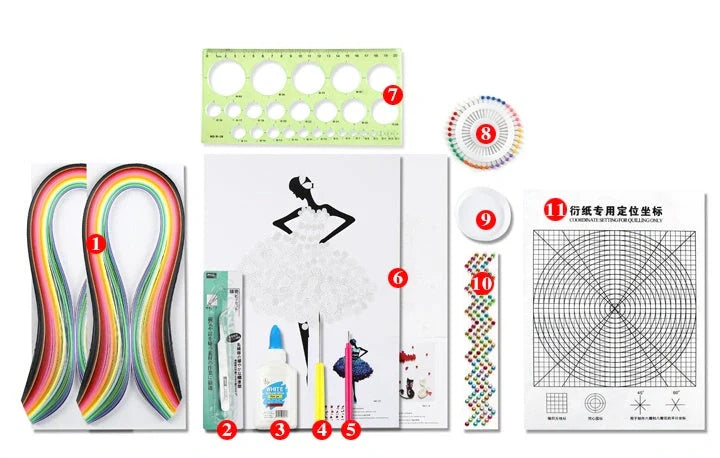Premium DIY Quill Art Craft Kit with multicoloured paper strips and essential tools for paper quilling