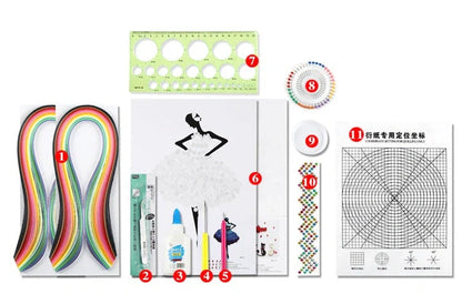 Premium DIY Quill Art Craft Kit with multicoloured paper strips and essential tools for paper quilling