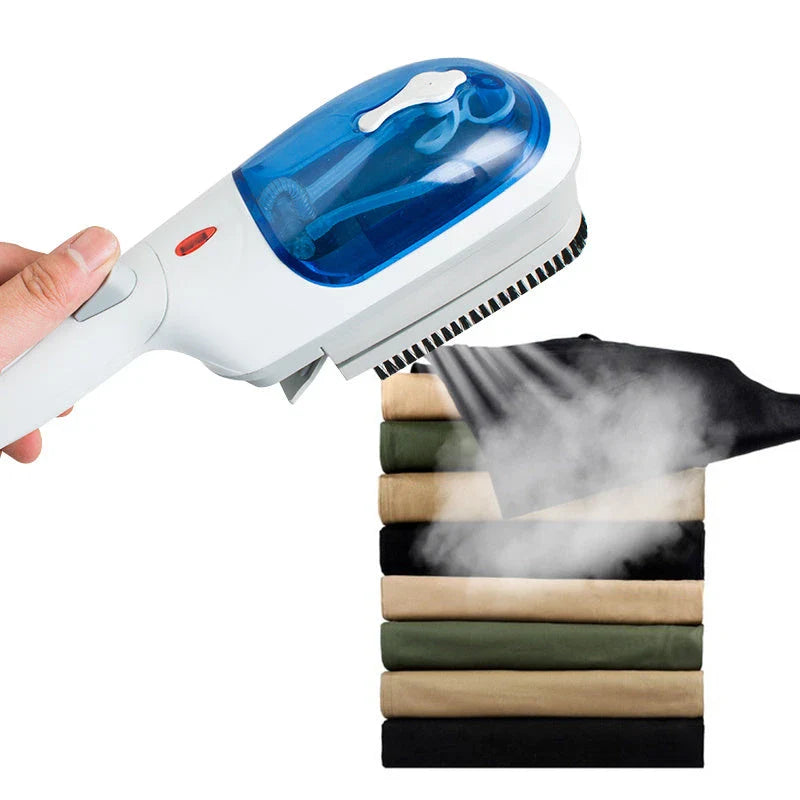 Portable mini steam iron with garment steamer for on-the-go wrinkle removal and dry cleaning