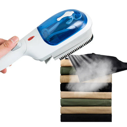 Portable mini steam iron with garment steamer for on-the-go wrinkle removal and dry cleaning