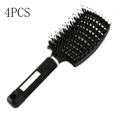 A premium hair brush with a sleek design, featuring soft bristles and a rounded massage function for healthy, detangled hair
