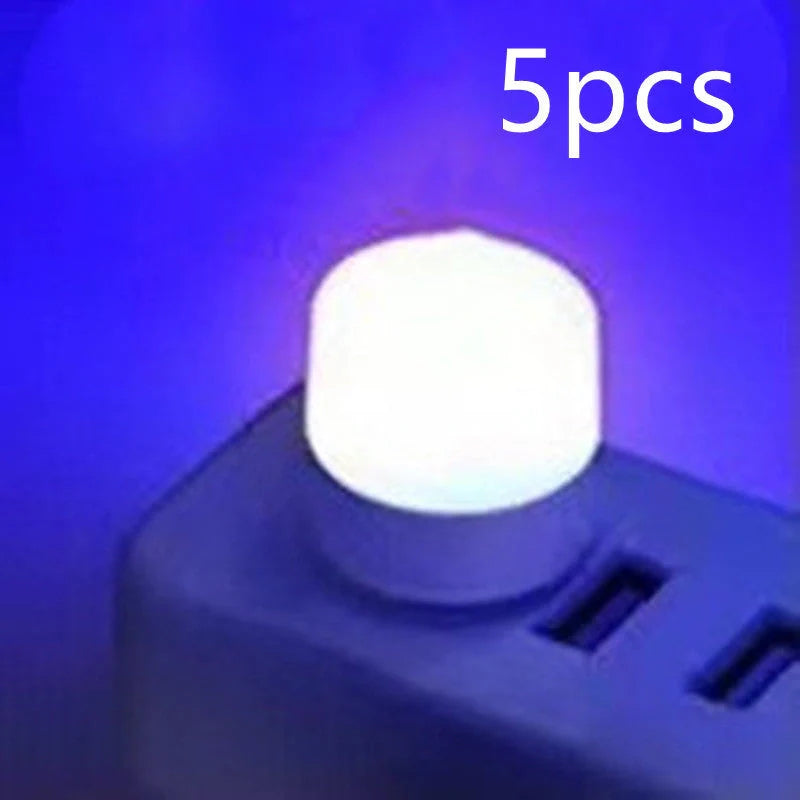 Compact USB LED night light with soft glow for reading and sleep