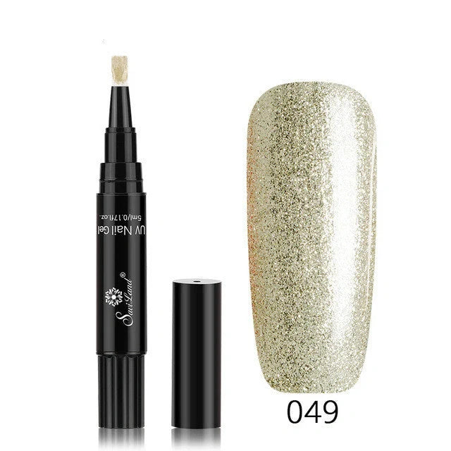 3-in-1 Gel Nail Varnish Pen with Glitter for easy one-step nail art