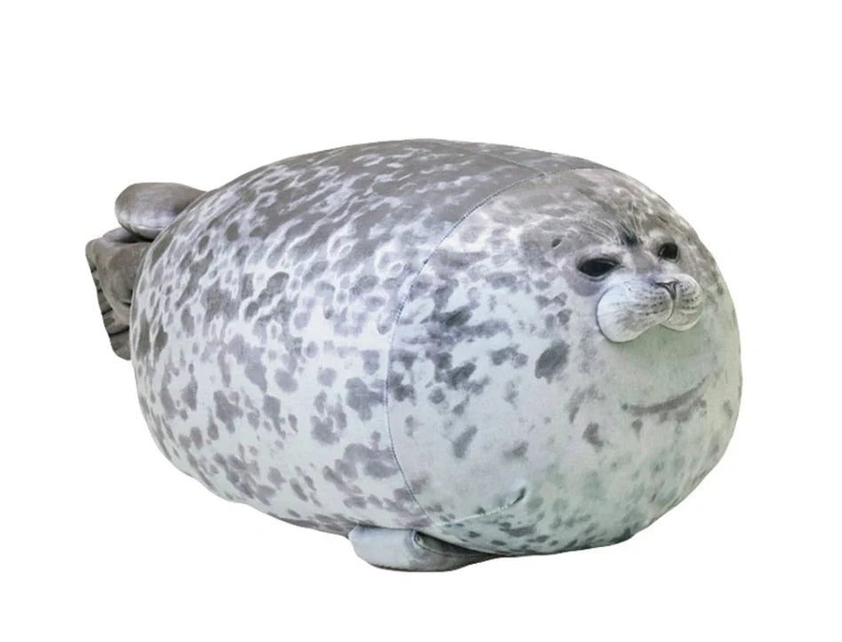 Large seal pillow doll plush toy in white or grey, sizes 30cm to 80cm