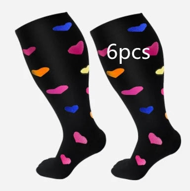 Plus-sized compression socks with bamboo fiber blend for breathability and comfort