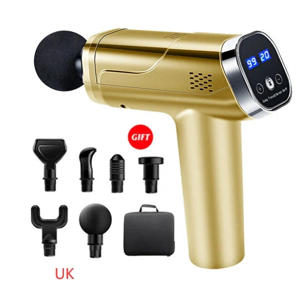 Touch Screen Fascia Gun Muscle Massager with six interchangeable heads