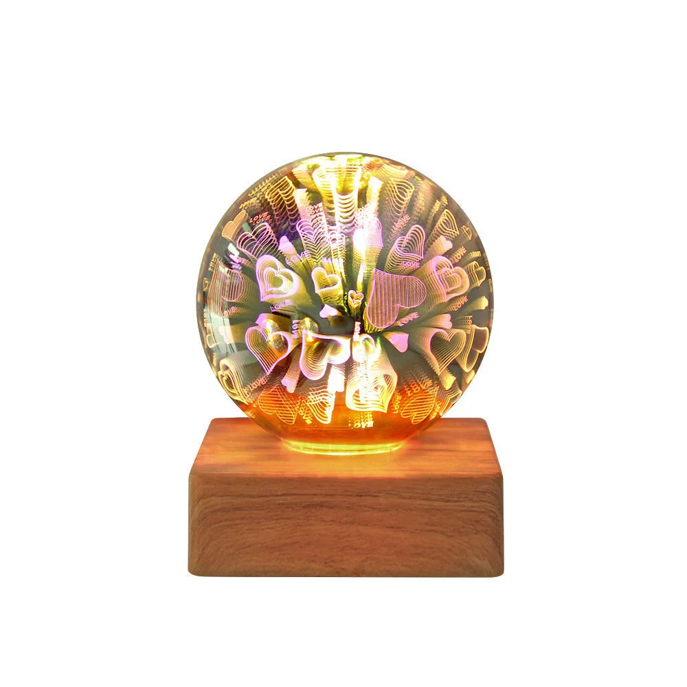 USB 3D Firework Crystals Ball Night Light with starry sky effect