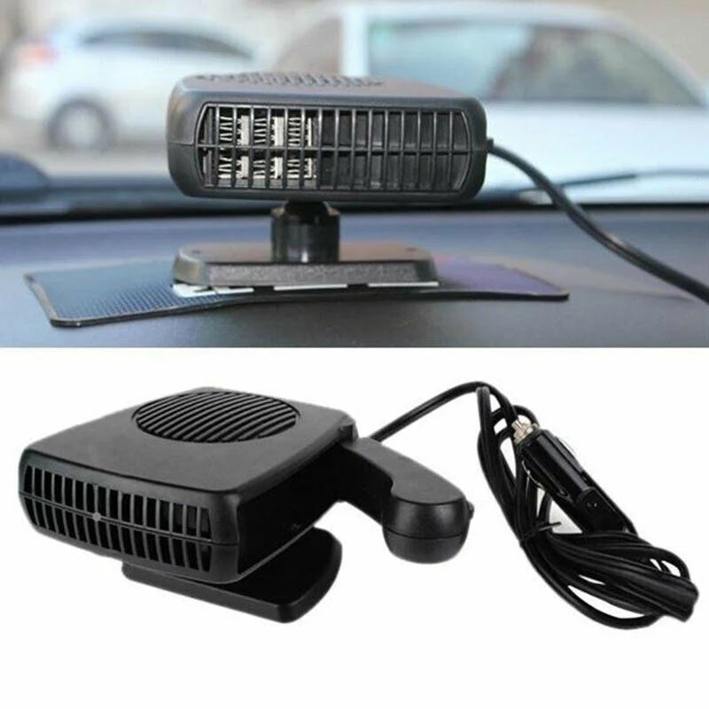 Portable car heater and fan with dual air modes for 12V/24V vehicles