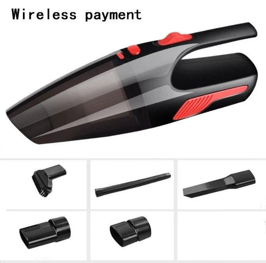 Powerful handheld vacuum cleaner with attachments for cleaning small car interiors