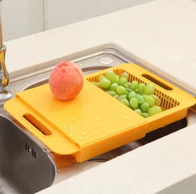 Premium 3-in-1 Cutting Board with Integrated Strainer - Durable PP Material, Multifunctional Design, Ergonomic Handles