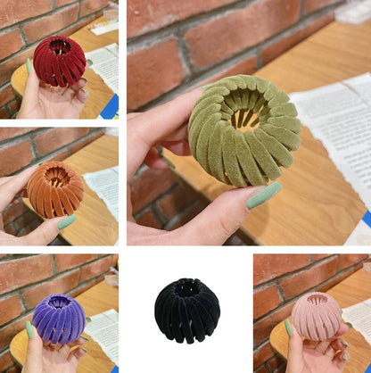 Velvet bird's nest hair ring hairpin in various colours for stylish ponytails
