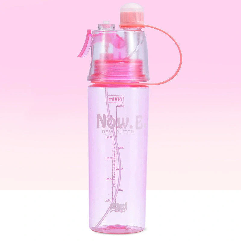 Refreshing mist spray cup with adjustable water spray, transparent scale, and compact design for outdoor activities