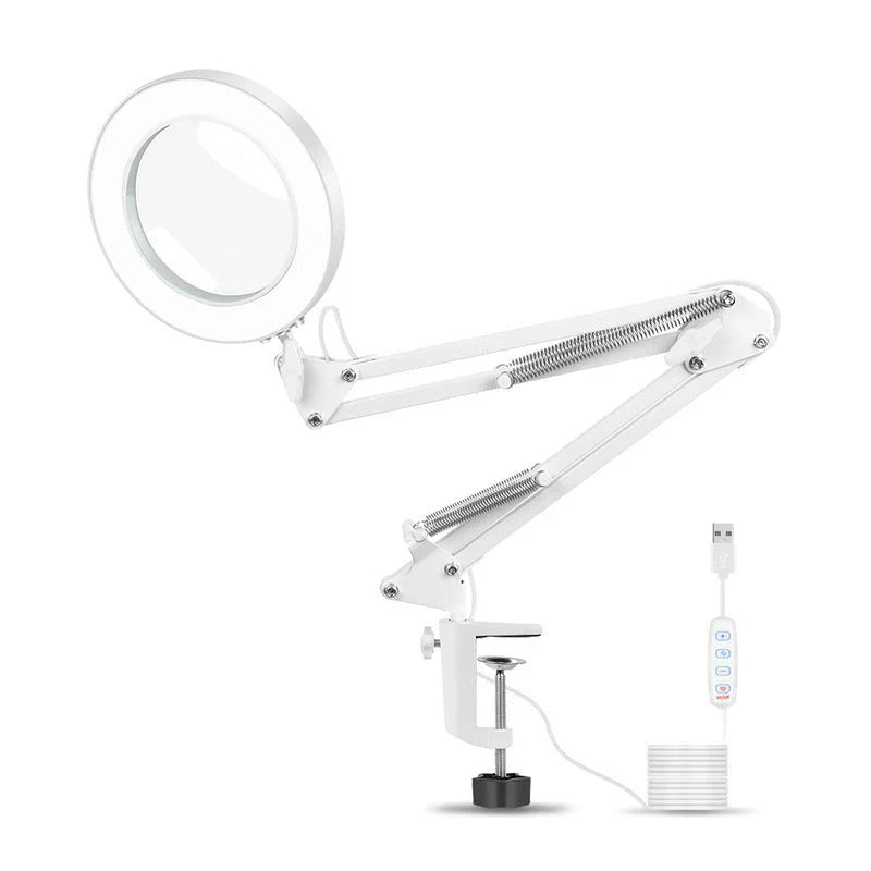 USB Magnifier LED Soldering Magnifying Glass with heavy round base and adjustable brightness